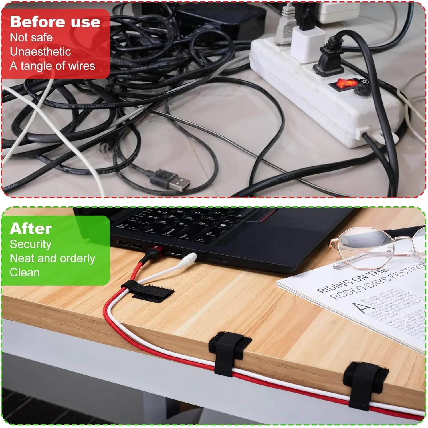 أربطة كابلات قابلة لإعادة الاس - مراجعة Desk Organizer وسعره